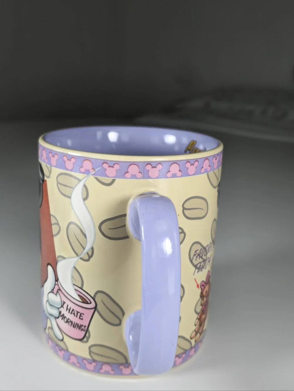 Disney Minnie Mouse Purple Pajamas Bathrobe Design Coffee Mug “Sleepy Head”
